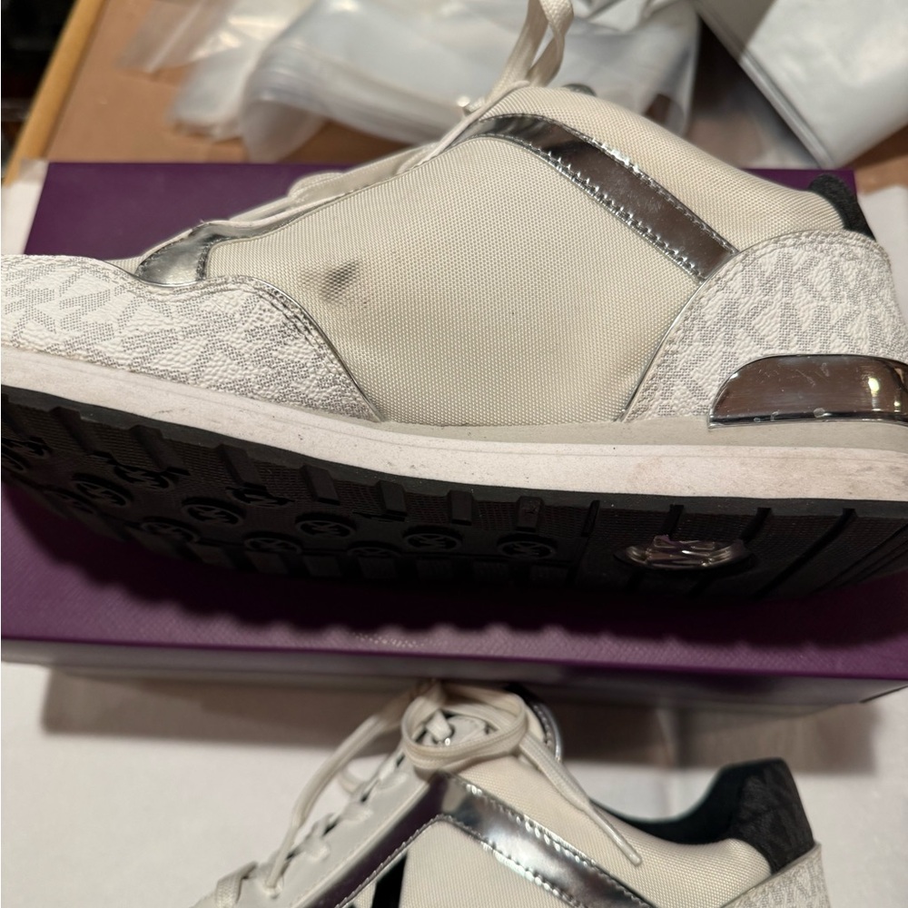 Michael Kors White and Silver Women's Sneakers - Picture 5 of 6